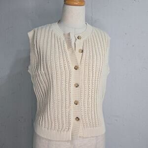 Dissh Bloom Chalk Crochet Crop Vest Top size M